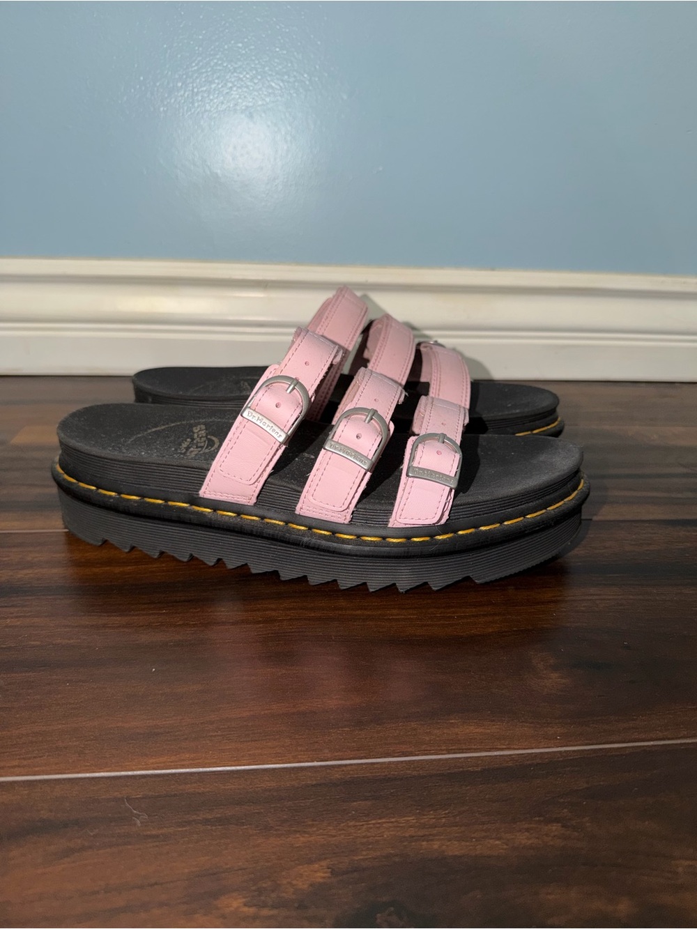 Dr. Martens Pink Triple-Strap Platform Sandals